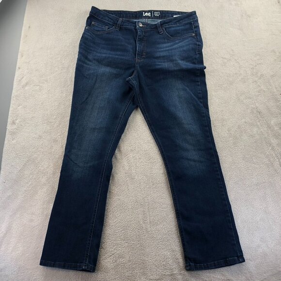 Lee Womens Jeans Size 14M Regular Fit Straight Leg Mid Rise Blue Denim Casual - Picture 14 of 15